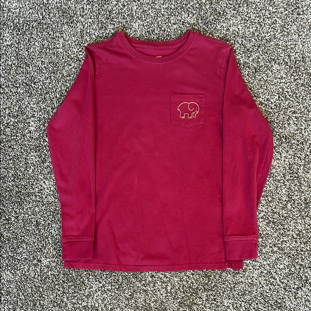 Long Sleeve Ivory Ella Shirt - Dark Red/Maroon